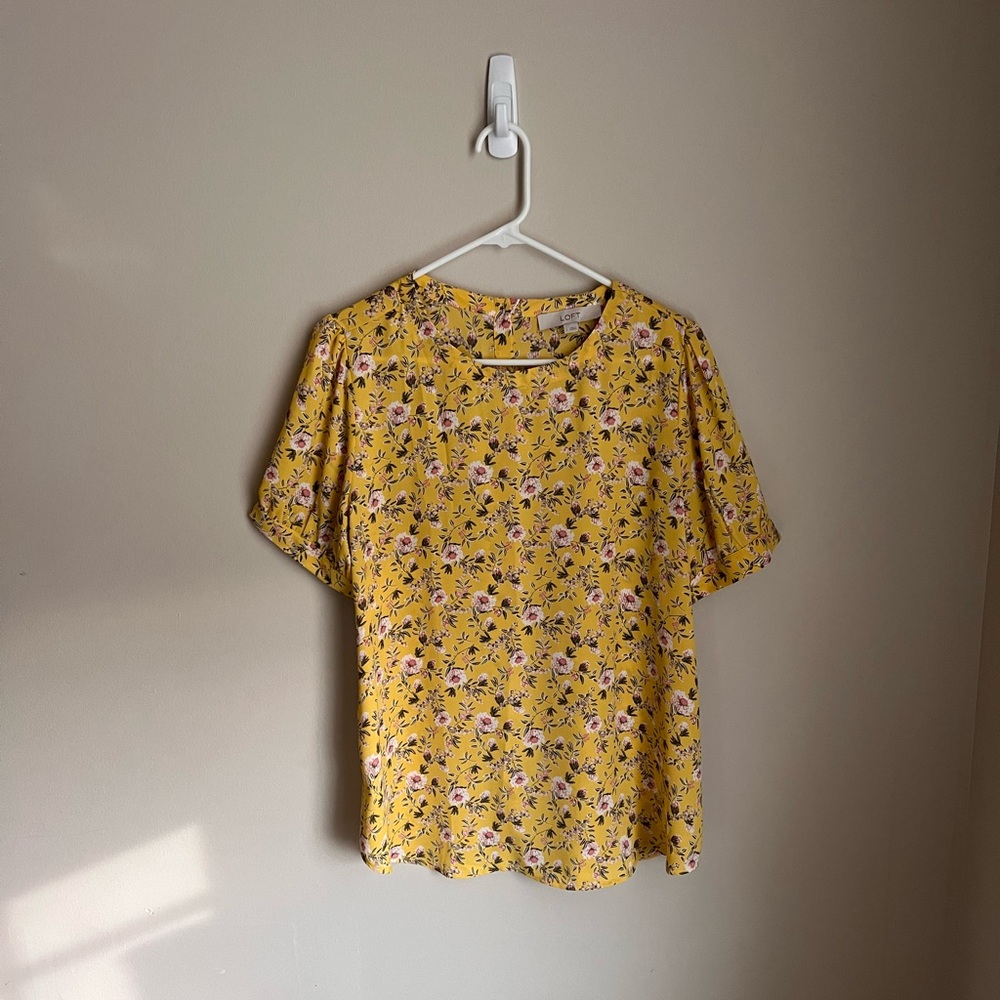 LOFT Yellow Floral Blouse